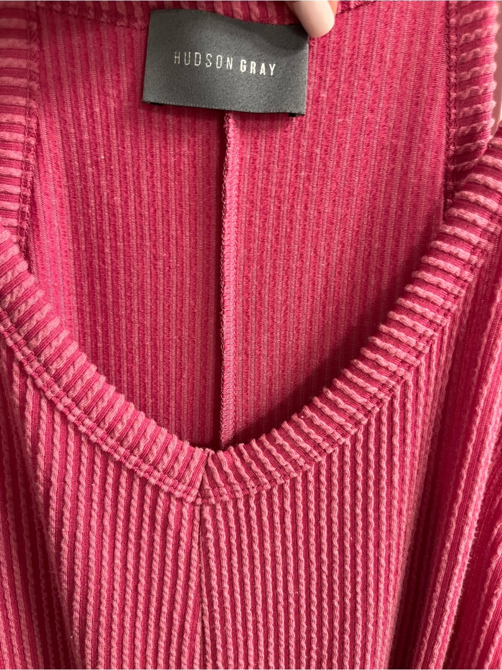 Hudson Gray Ribbed Pink Jumpsuit with Pockets - Picture 3 of 7